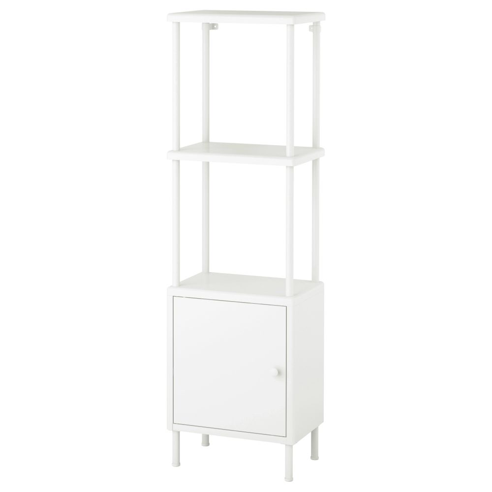 Стеллаж с 1 шкафчиком ДИНАМ, белый (40x27x134 см) - фото 1