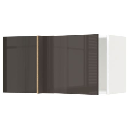 Шкаф навесной угловой МЕТОД, белый, Рингульт серый (88x37x40 см)