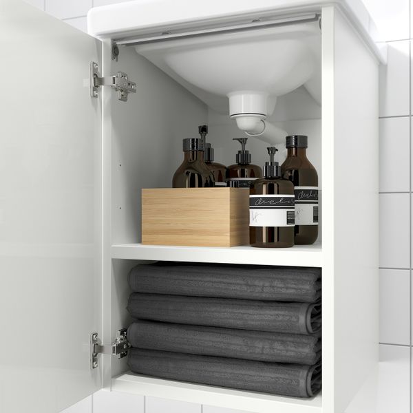 Шкаф под раковину с 1 дверцей, белый/Сальен смеситель 44x43x88 см IKEA FISKÅN ФИСКОН / TVÄLLEN ТВЭЛЛЕН 294.304.67 - схема-чертеж с размерами