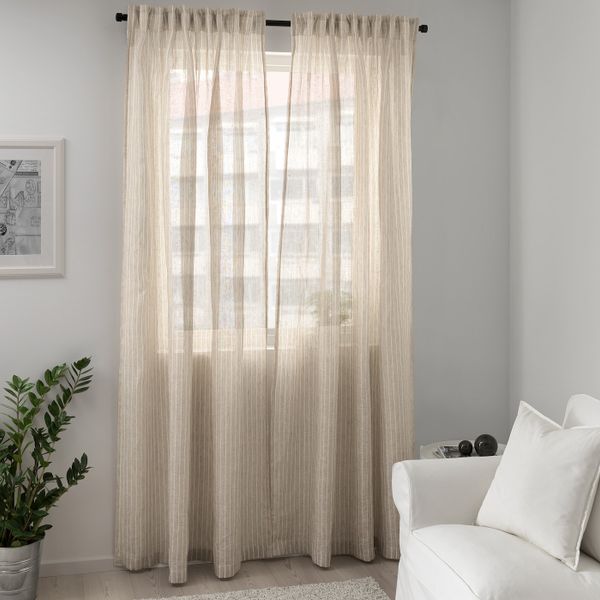 Гардины, 1 пара, бежевый 145x300 см IKEA BIRTINE БИРТИНЕ 603.967.91 - схема-чертеж с размерами