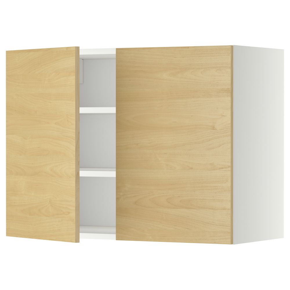 Навесной шкаф с полками, 2 дверцы МЕТОД, белый, Тингсрид береза - схема-чертеж с размерами