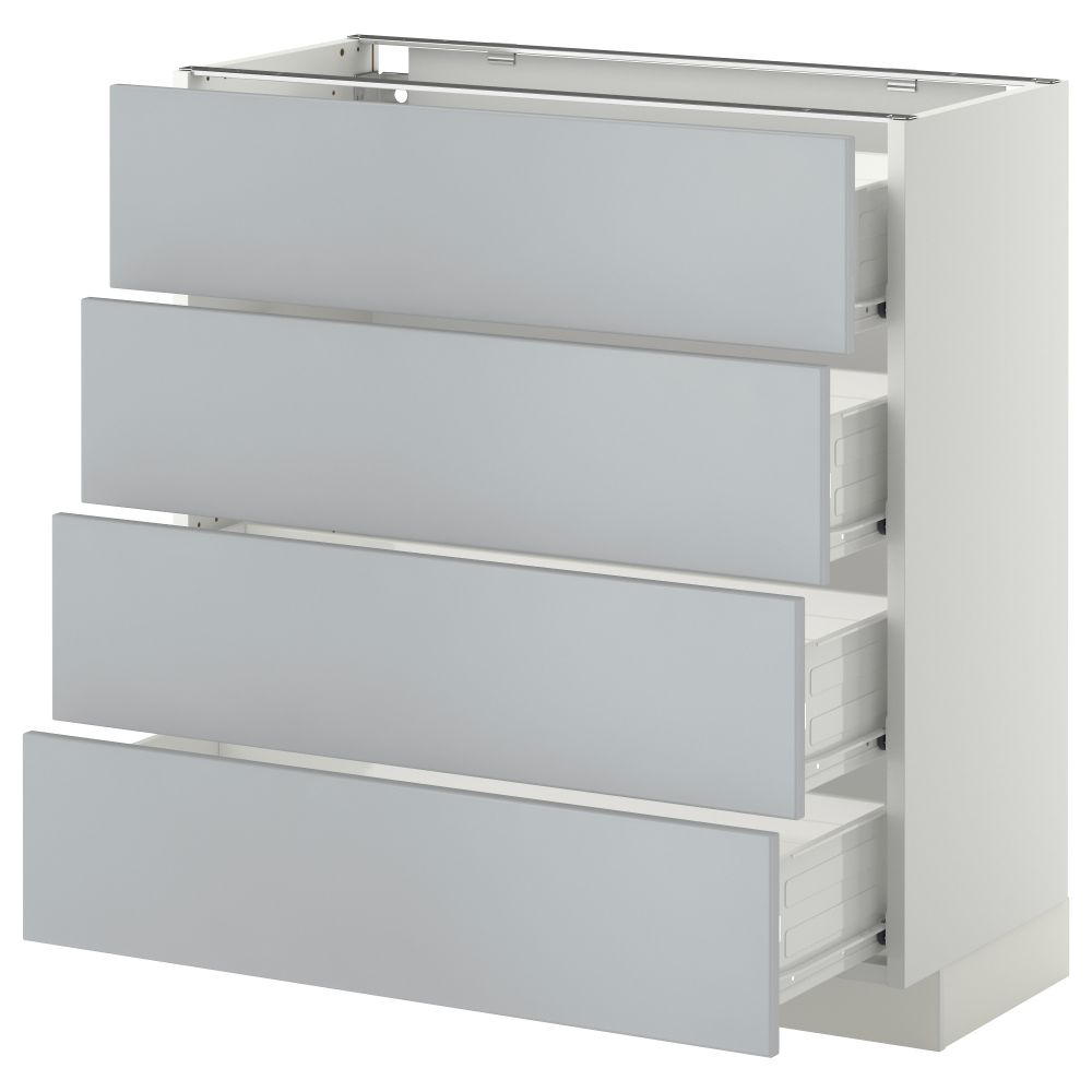Напольный шкаф 4 фронтальных панели, 4 ящика МЕТОД / ФОРВАРА, белый, Веддинге серый - схема-чертеж с размерами