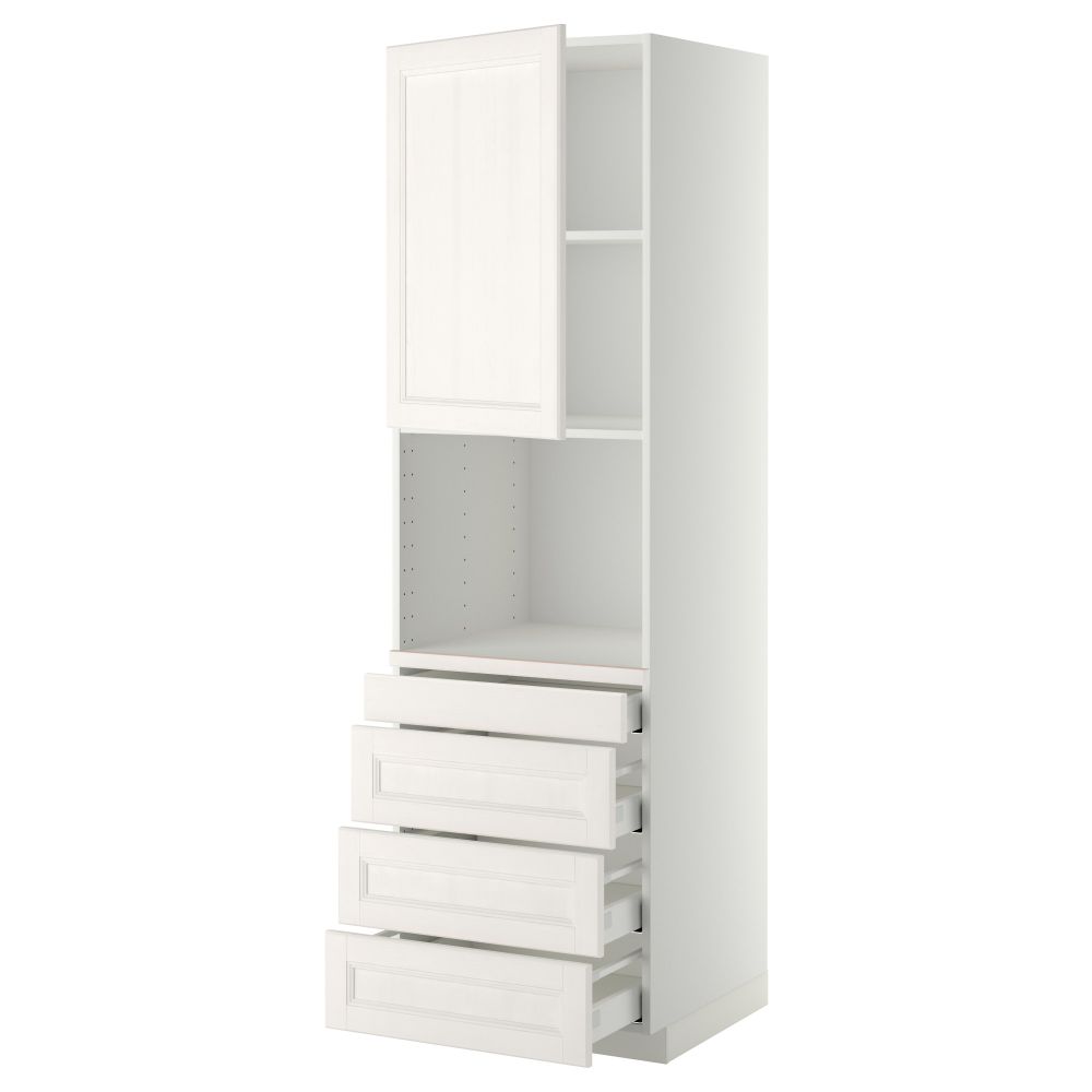 Высокий шкаф для комбинированния СВЧ, 4 ящика МЕТОД / МАКСИМЕРА, белый, Лаксарби белый - схема-чертеж с размерами