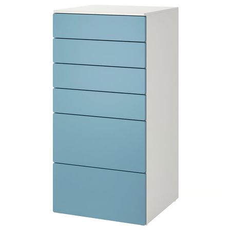 SMÅSTAD / PLATSA Комод с 6 ящиками - белый/синий 60x57x123 см