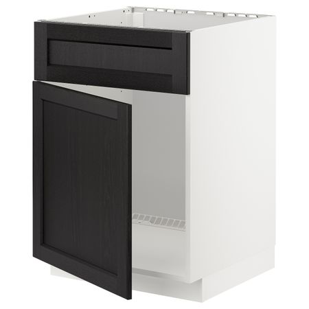 Шкаф под мойку/дверь/фасад, белый/Лерхюттан черная морилка 60x60 см IKEA METOD МЕТОД 994.462.43