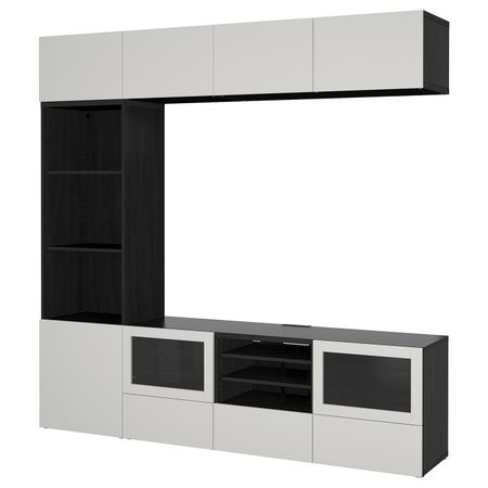 Шкаф для ТВ, комбинированный, стекляные дверцы, черно-коричневый, Лаппвикен светло-серый прозрачное стекло 240x40x230 см IKEA