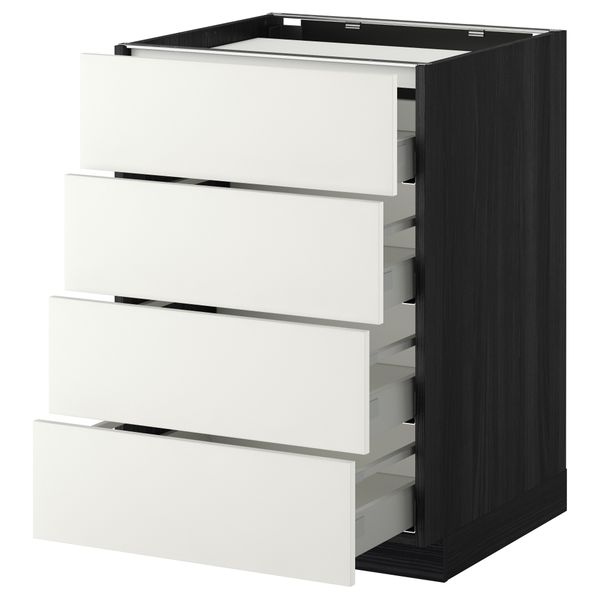 Напольный шкаф, 4 фронтальных панели, 4 ящика МЕТОД / МАКСИМЕРА, черный, Хэггеби белый - фото 1
