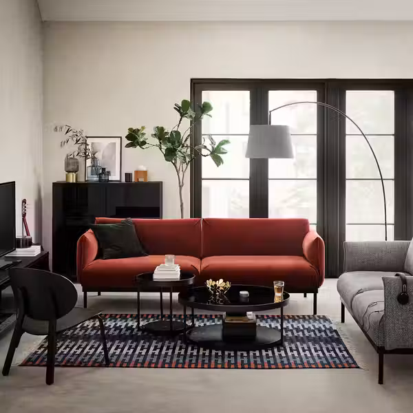 FRÖTORP Придиванный столик - антрацит под мрамор/чёрный стекло 48 см - схема-чертеж с размерами