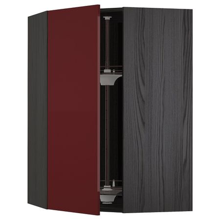 Угловой навесного шкаф с вращающейся секц, черный Калларп/глянцевый темный красно-коричневый 68x100 см IKEA МЕТОД 993.278.91