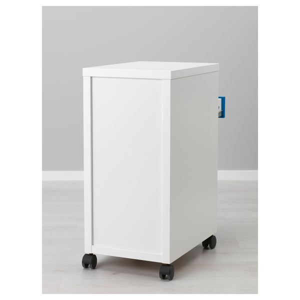 Тумба с ящиками на колесах МИККЕ, белый, синий (35x75 см) - схема-чертеж с размерами