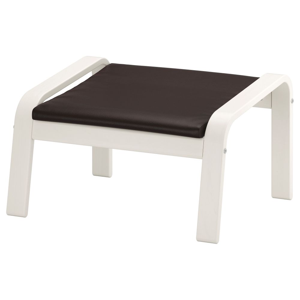 Табурет для ног ПОЭНГ, белый, Глосе темно-коричневый - фото 1