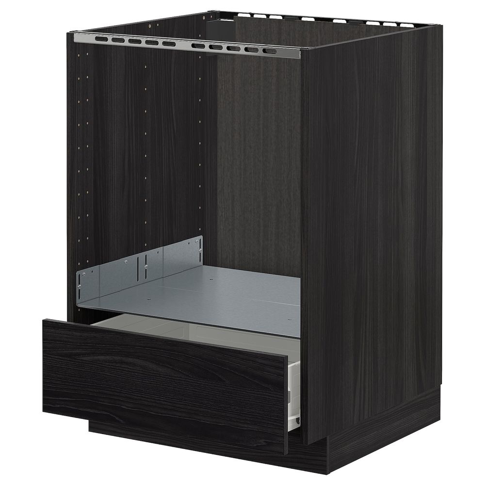 Напольный шкаф для духовки, с ящиком, черный, Тингсрид черный 60x60 см IKEA МЕТОД / ФОРВАРА 592.673.42 - схема-чертеж с размерами