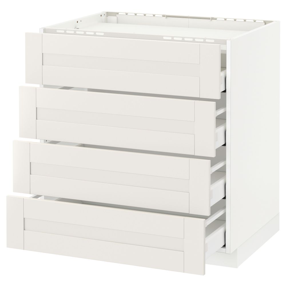 Напольный шкаф, 4 фронтальных панели, 4 ящика МЕТОД / МАКСИМЕРА, белый, Сэведаль белый - схема-чертеж с размерами