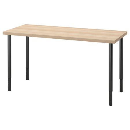 Письменный стол, под беленый дуб/черный 140x60 см IKEA LAGKAPTEN ЛАГКАПТЕН / OLOV ОЛОВ 494.172.62