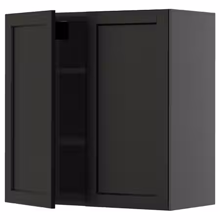 METOD Навесной шкаф с полками/2дверцы - черно-серый/Lerhyttan черная морилка 80x80 см