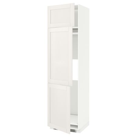Высокий шкаф для холодильника или морозильника, с 3 дверями МЕТОД, белый, Сэведаль белый