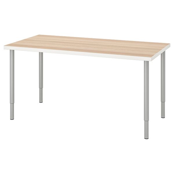 Стол, белый под беленый дуб/серебристый 150x75 см IKEA LINNMON ЛИННМОН / OLOV ОЛОВ 993.296.06 - фото 1