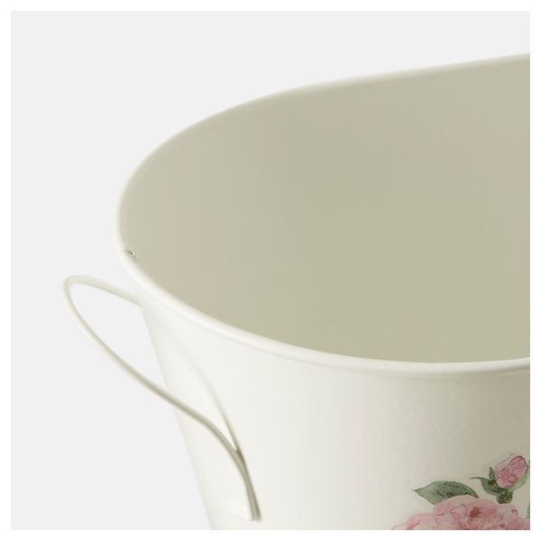 Кашпо с ручками РОЗЕПЕППАР, овал белый с оттенком (30x14 см) - схема-чертеж с размерами