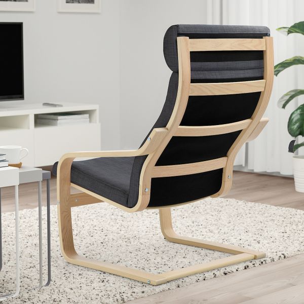 Кресло, дубовый шпон, беленый/Шифтебу темно-серый IKEA POÄNG ПОЭНГ 193.983.16 - фото 3