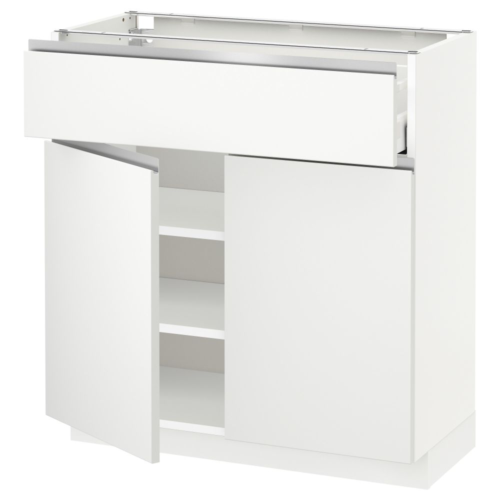 Напольный шкаф + ящик, 2 дверцы МЕТОД / МАКСИМЕРА, белый, Нодста белый - схема-чертеж с размерами