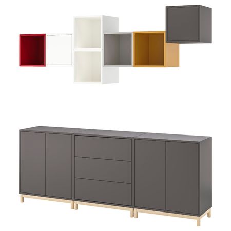 Комбинация шкафов с ножками, разноцветный 1 210x35x210 см IKEA ЭКЕТ 692.866.46