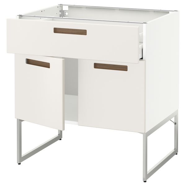 Напольный шкаф, полки, ящик, 2 двери МЕТОД / МАКСИМЕРА, белый, Мэрста белый - схема-чертеж с размерами