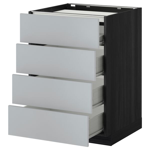 Напольный шкаф, 4 фронтальных панели, 4 ящика МЕТОД / ФОРВАРА, черный, Веддинге серый - фото 1