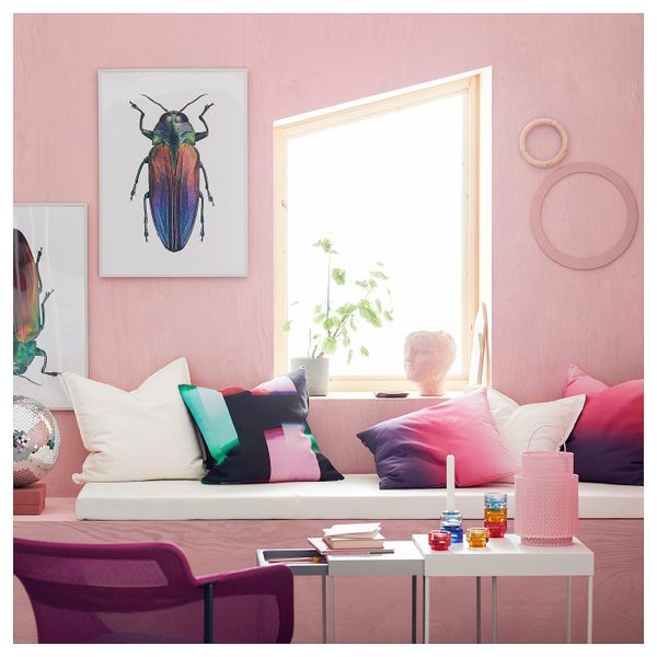 Чехол на подушку, черный, разноцветный, 50x50 см IKEA КЛОККРЭНКА 604.438.39 - схема-чертеж с размерами