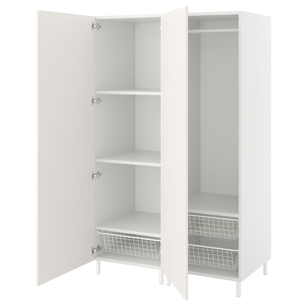 Гардероб 2-дверный, белый/Фоннес белый 120x57x191 см IKEA OPPHUS ОПХУС 494.243.71 - фото 1