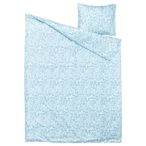CYMBALBLOMMA Пододеяльник и наволочка - белый/синий 150x200/50x60 см - схема-чертеж с размерами