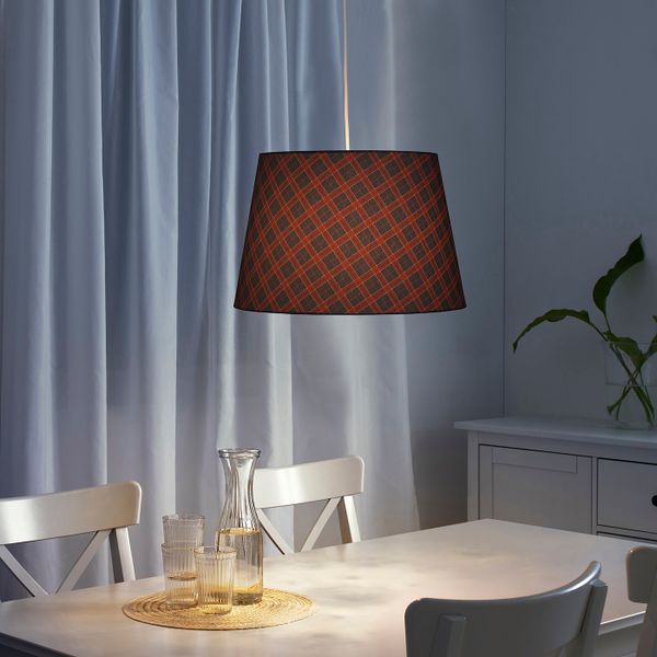 Абажур, клетка красный, синий, 44 см IKEA РЮРА 304.197.27 - фото 2