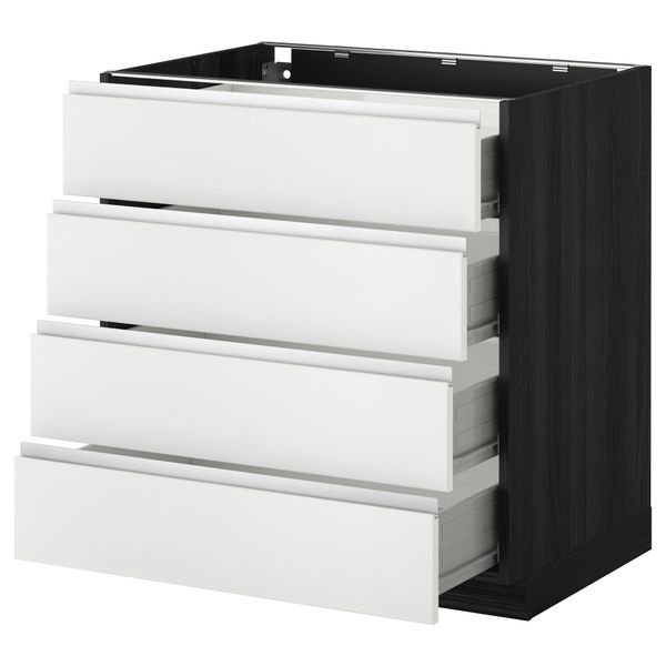 Напольный шкаф 4 фронтальных панели, 4 ящика МЕТОД / ФОРВАРА, черный, Нодста белый - схема-чертеж с размерами