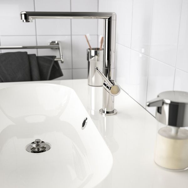 Смеситель для раковины с выпуском, хромированный IKEA ЛЁВШЕР 403.472.21 - фото 2