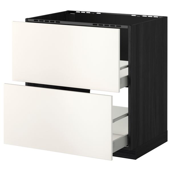 Напольный шкаф под мойку + 2 фронтальных панели, 2 ящика МЕТОД / МАКСИМЕРА, черный, Веддинге белый - схема-чертеж с размерами