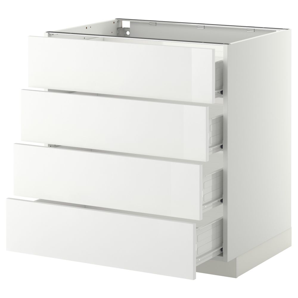 Напольный шкаф 4 фронтальных панели, 4 ящика МЕТОД / ФОРВАРА, белый, Рингульт белый - схема-чертеж с размерами