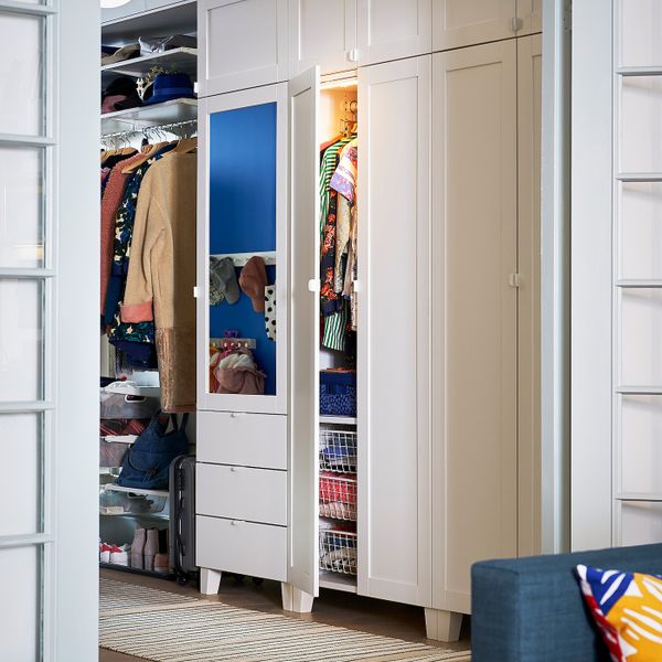 Гардероб с 7 дверями, 3 ящиками, белый/Саннидаль Ридабу 240x57x221 см IKEA OPPHUS ОПХУС 093.051.72 - схема-чертеж с размерами