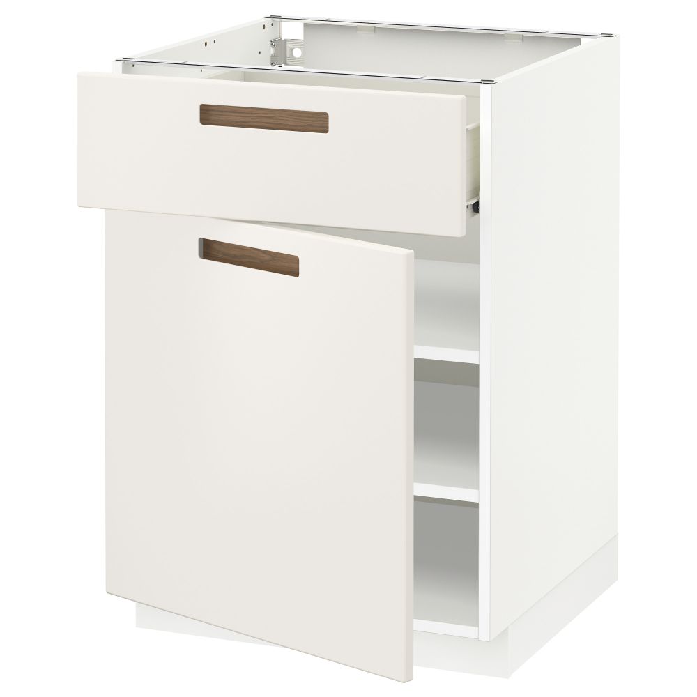 Напольный шкаф с ящиком, дверью МЕТОД / ФОРВАРА, белый, Мэрста белый - схема-чертеж с размерами