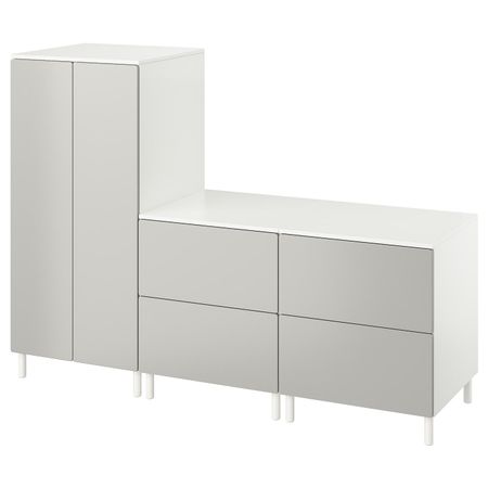 Гардероб, белый серый/с 2 комодами 180x57x133 см IKEA SMÅSTAD СМОСТАД / OPPHUS ОПХУС 094.850.26