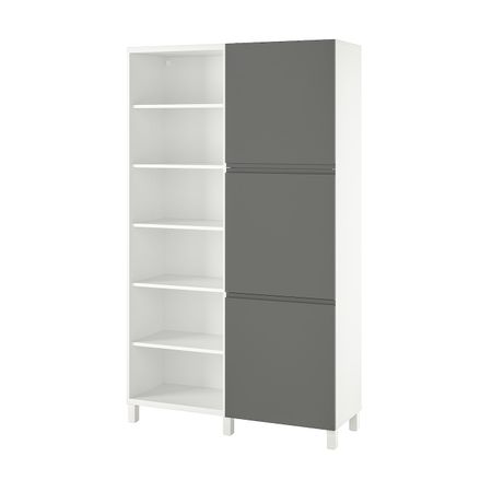 Комбинация для хранения с дверцами, белый/вэстервикен темно-серый 120x42x202 см IKEA BESTÅ БЕСТО 894.358.34