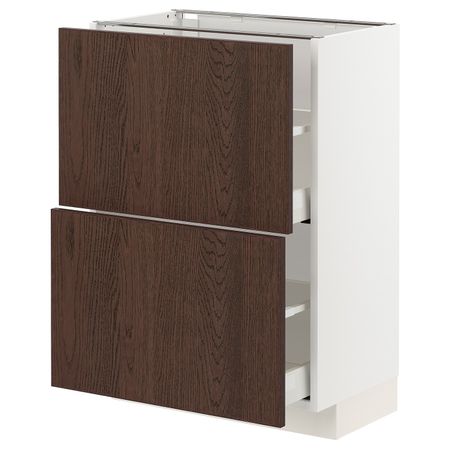 Напольный шкаф с 2 ящиками, белый/Синарп коричневый 60x37 см IKEA METOD МЕТОД / MAXIMERA МАКСИМЕРА 194.042.80