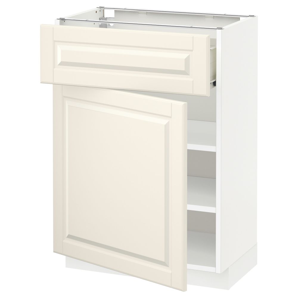 Напольный шкаф с ящиком, дверью МЕТОД / ФОРВАРА, белый, Будбин белый с оттенком - схема-чертеж с размерами