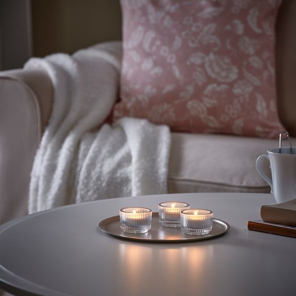 Тарелка для свечи, 22 см, темный серо-бежевый IKEA LINDRANDE 405.515.61 - схема-чертеж с размерами