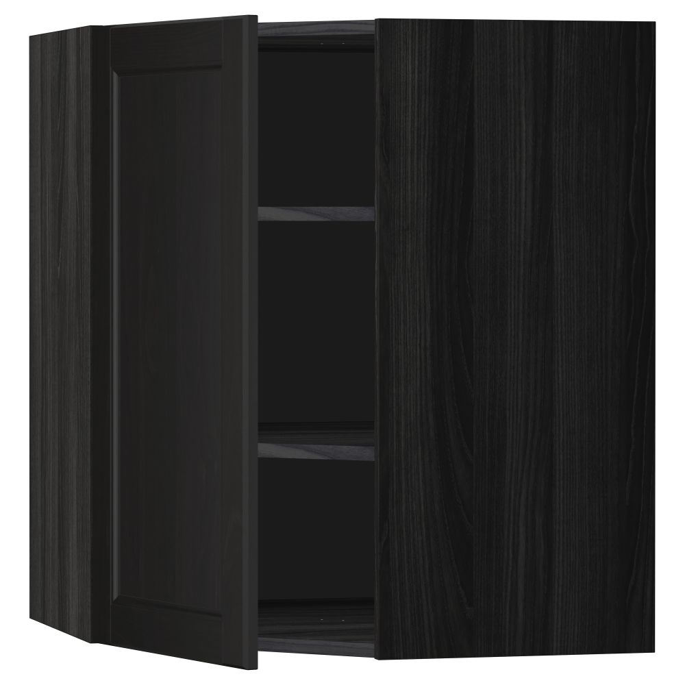 Угловой навесной шкаф с полками МЕТОД, черный, Лаксарби черно-коричневый - схема-чертеж с размерами