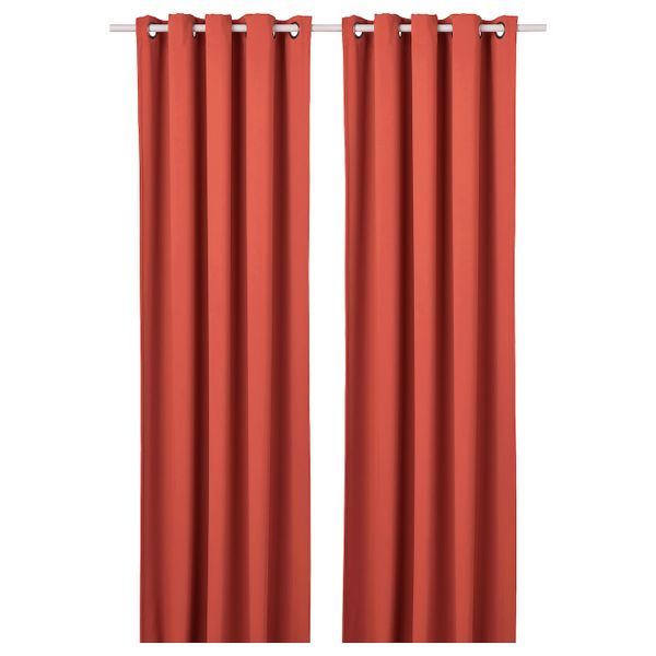Затемняющие гардины, 2 шт., коричнево-красный 145x300 см IKEA HILLEBORG ХИЛЛЕБОРГ 304.655.64 - фото 1