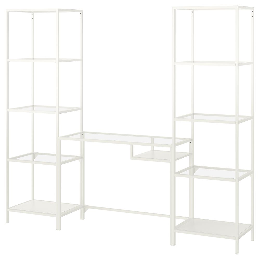 Стеллаж + стол для ноутбука, белый, стекло, 202x36x175 см IKEA VITTSJÖ ВИТШЁ 992.945.17 - фото 1