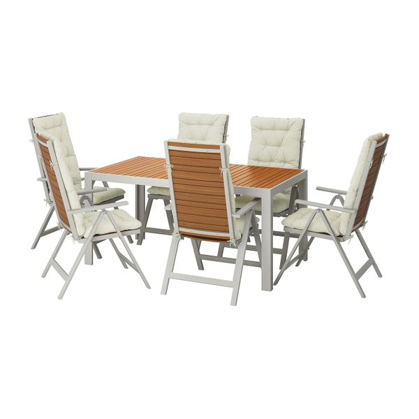 Стол+6кресел,д/сада, светло-коричневый/Куддарна бежевый 156x90 см IKEA SJÄLLAND ШЭЛЛАНД 392.918.52 - фото 1