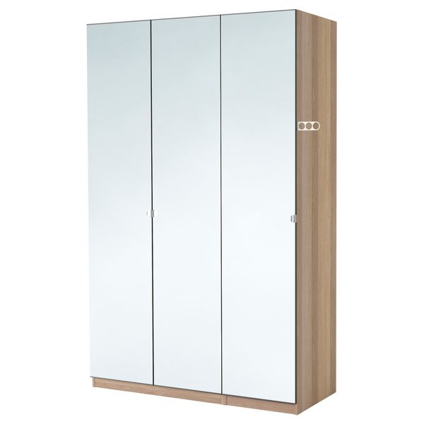 Гардероб ПАКС, под беленый дуб, Викедаль зеркальное стекло (150x60x236 см) - фото 2