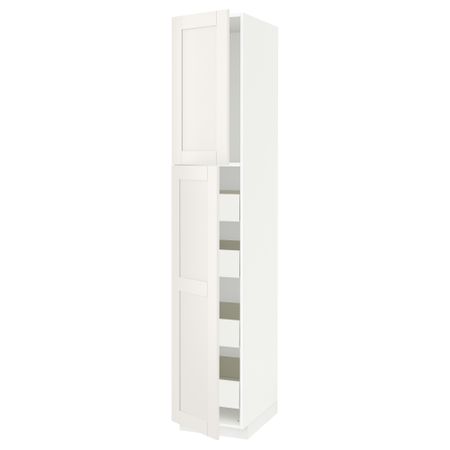 Высокий шкаф/2дверцы/4ящика МЕТОД / ФОРВАРА, белый, Сэведаль белый