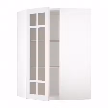 METOD Углов навесн шкаф с полками/сткл дв