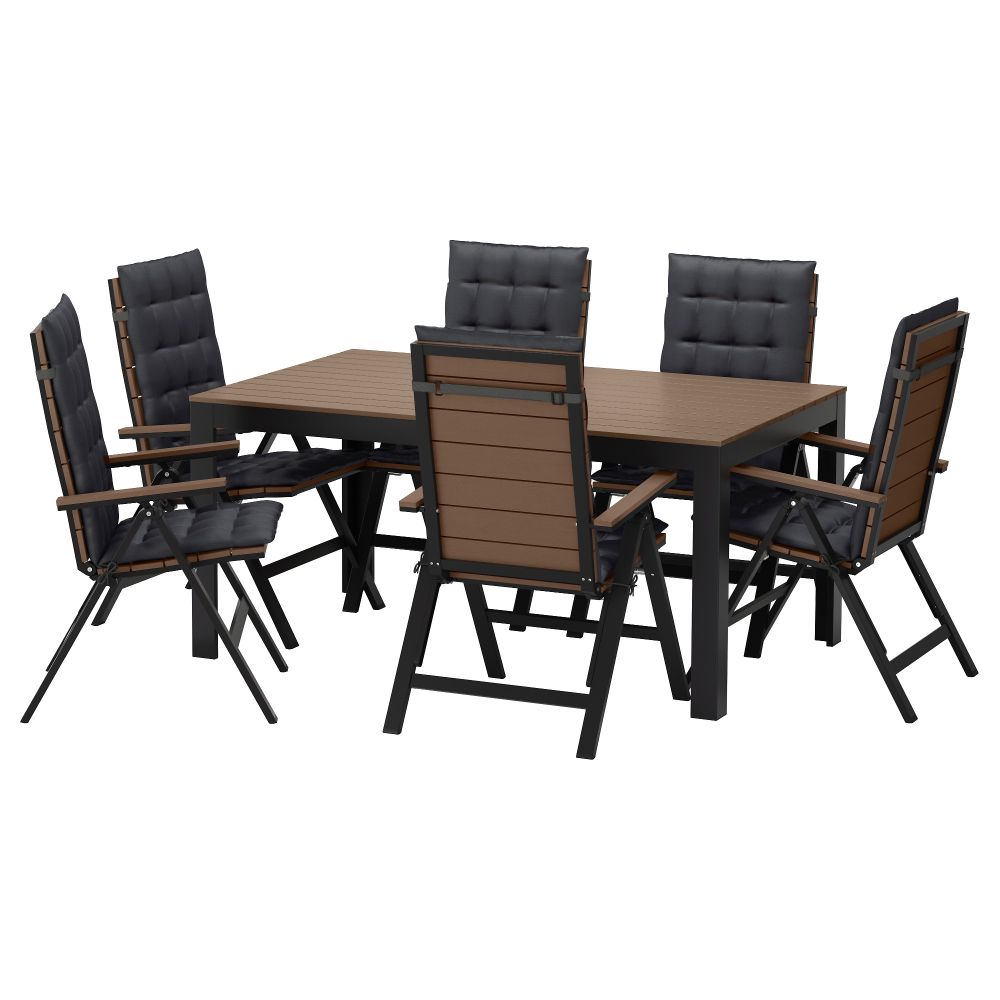 Стол, 6 кресел для сада ФАЛЬСТЕР, черный, Холло черный - фото 1